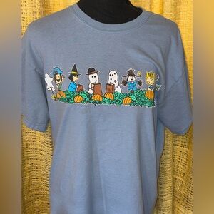 Vintage Black Halloween Snoopy Peanuts T shirt Medium 1990s Blue